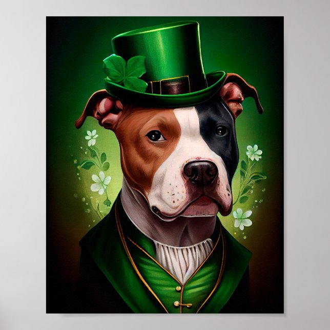 American Staffordshire dog in St. Patrick's Day Poster (Vorne)