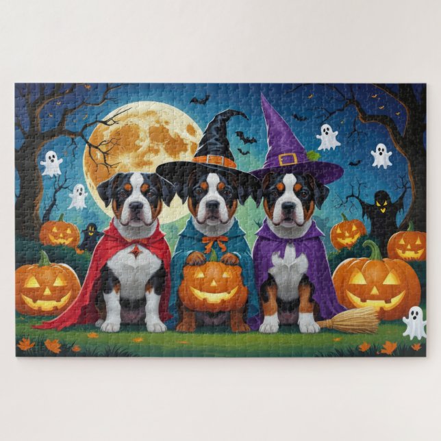 American Staffordshire Dog Pumpkin Halloween Funny (Horizontal)
