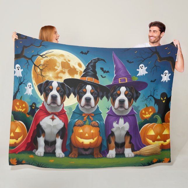 American Staffordshire Dog Pumpkin Halloween Funny Fleecedecke (Beispiel)
