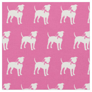 American Staffordshire Dog Silhouette Pink Stoff