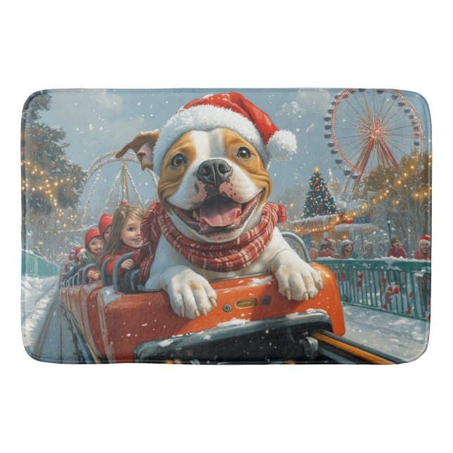 American Staffordshire Dog Weihnachten Badematte (Vorderseite)