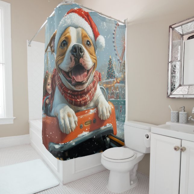 American Staffordshire Dog Weihnachten Duschvorhang (Beispiel)