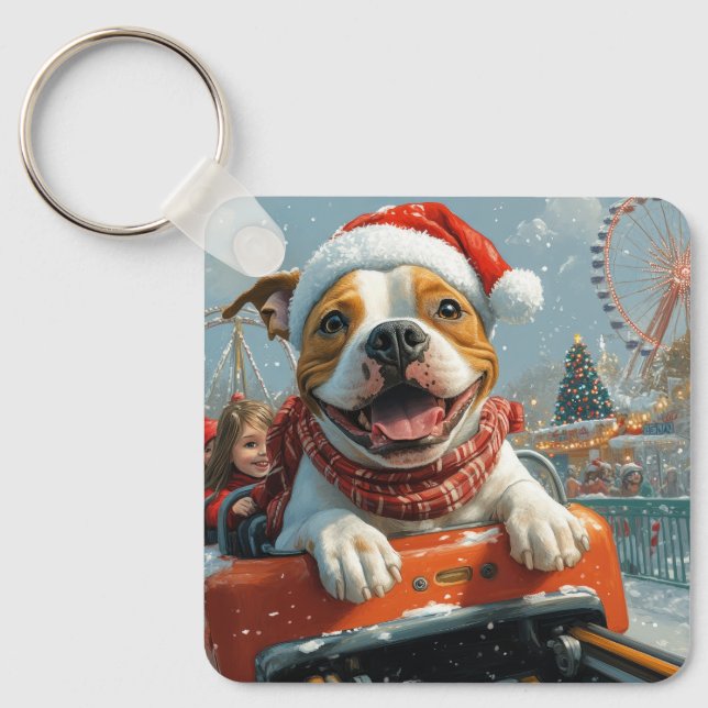 American Staffordshire Dog Weihnachten Schlüsselanhänger (Vorderseite)