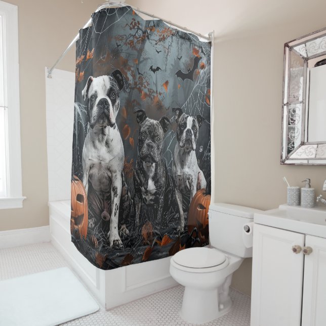 American Staffordshire Halloween Night Doggy Duschvorhang (Beispiel)