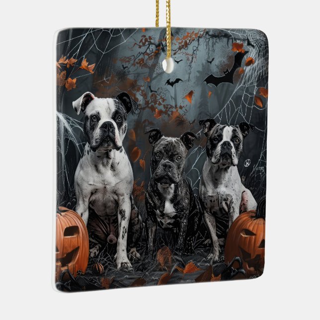 American Staffordshire Halloween Night Doggy Keramikornament (Rechts)