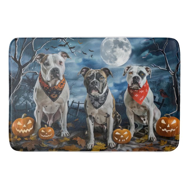 American Staffordshire Halloween Spooky Badematte (Vorderseite)