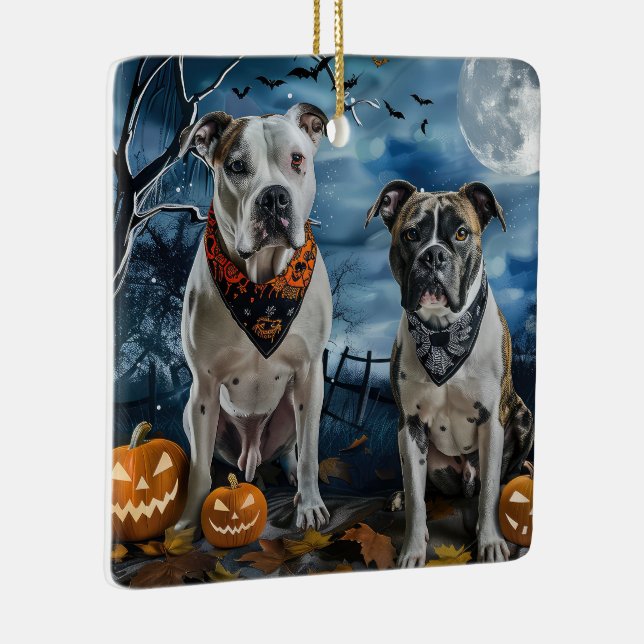 American Staffordshire Halloween Spooky Keramikornament (Rechts)