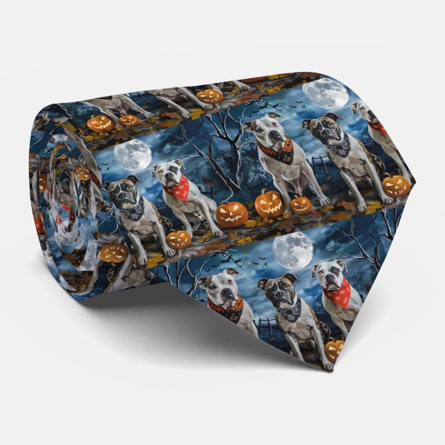 American Staffordshire Halloween Spooky Krawatte (Gerollt)