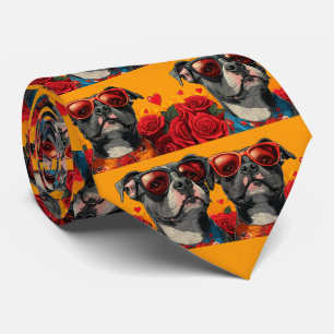 American Staffordshire Herz Rosen Valentinstag Krawatte