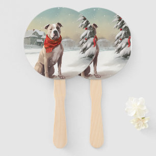 American Staffordshire Hund im Schnee Weihnachten  Fächer