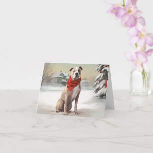 American Staffordshire Hund im Schnee Weihnachten  Karte