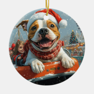 American Staffordshire Hund Weihnachten Keramik Ornament