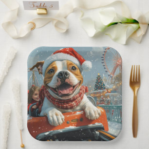 American Staffordshire Hund Weihnachten Pappteller