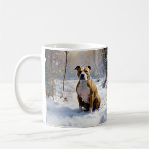 American Staffordshire Lass es schneien Weihnachte Kaffeetasse