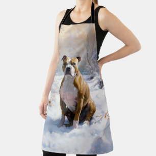 American Staffordshire Lass es schneien Weihnachte Schürze