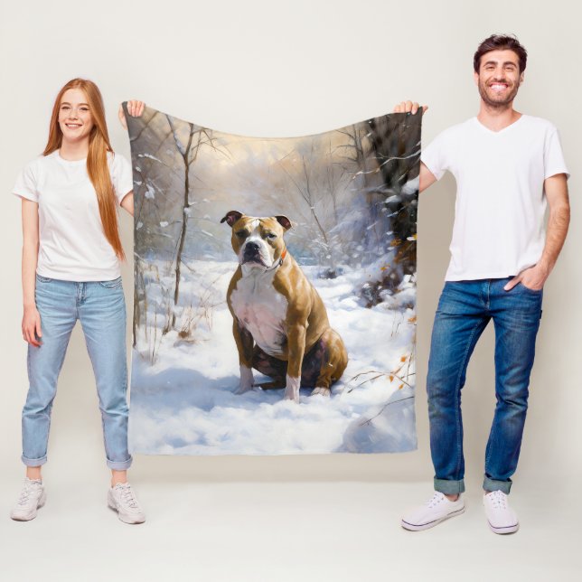 American Staffordshire Let It Snow Christmas Fleecedecke (Beispiel)