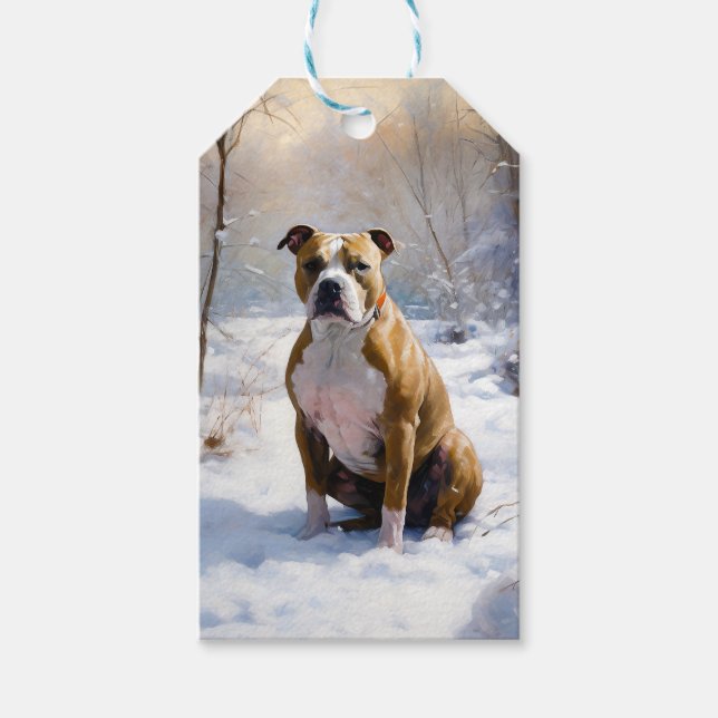 American Staffordshire Let It Snow Christmas Geschenkanhänger (Vorderseite)