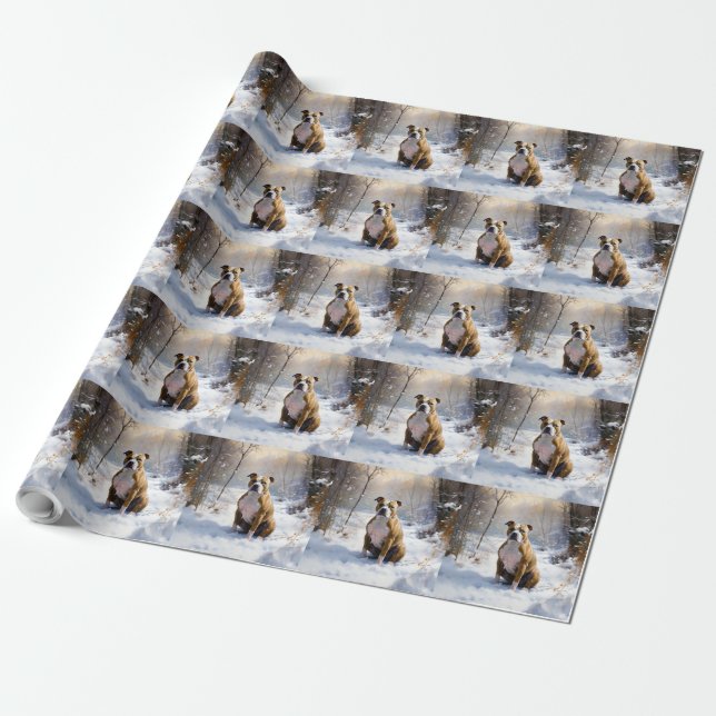 American Staffordshire Let It Snow Christmas Geschenkpapier (Ungerollt)