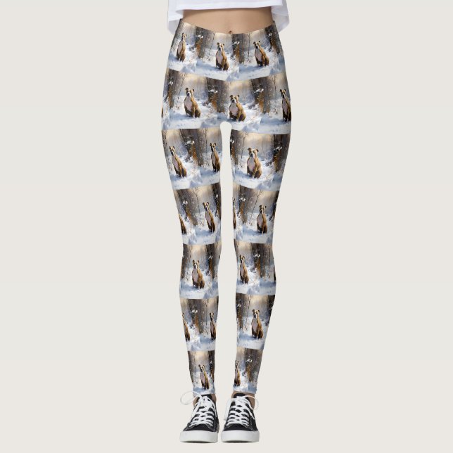 American Staffordshire Let It Snow Christmas Leggings (Vorderseite)