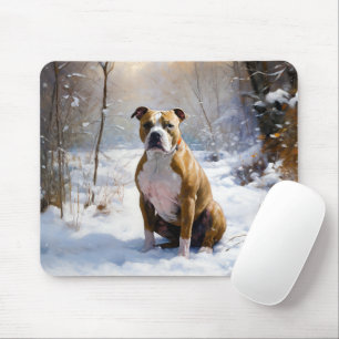 American Staffordshire Let It Snow Christmas Mousepad