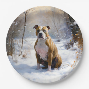 American Staffordshire Let It Snow Christmas Pappteller