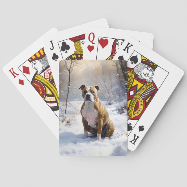 American Staffordshire Let It Snow Christmas Spielkarten (Rückseite)