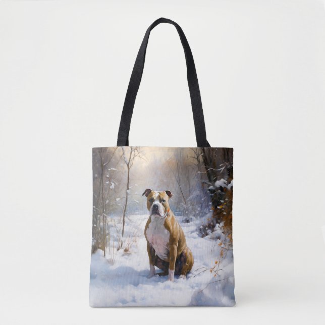 American Staffordshire Let It Snow Christmas Tasche (Vorderseite)