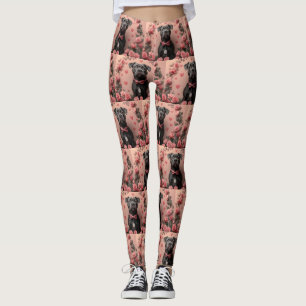 American Staffordshire mit Rosen -Valentinstag Leggings