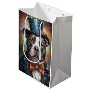 American Staffordshire New Year Card Mittlere Geschenktüte
