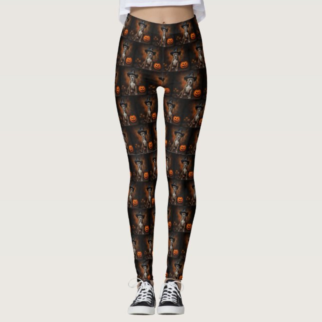 American Staffordshire Pumpkins Halloween Beängsti Leggings (Vorderseite)