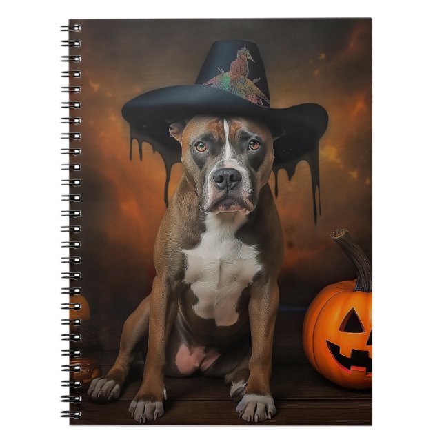 American Staffordshire Pumpkins Halloween Beängsti Notizblock (Vorderseite)