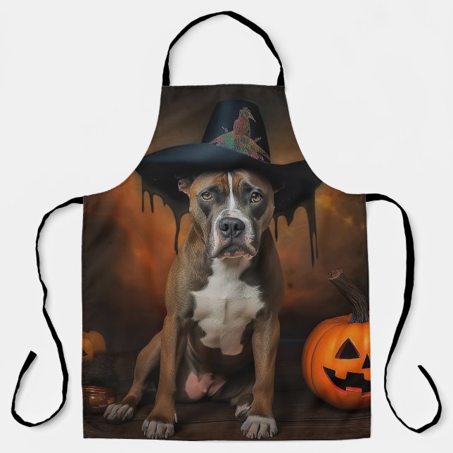 American Staffordshire Pumpkins Halloween Beängsti Schürze (Vorderseite)