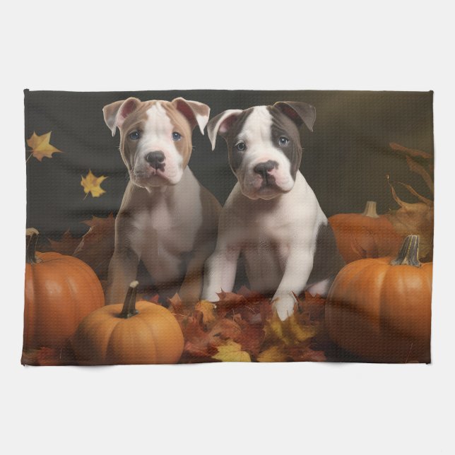 American Staffordshire Puppy Herbst Delight Geschirrtuch (Horizontal)
