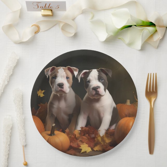 American Staffordshire Puppy Herbst Delight Pappteller (Hochzeit)