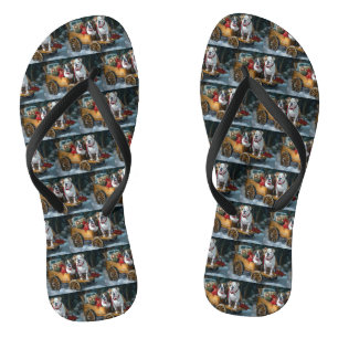 American Staffordshire Snowy Sleigh Weihnachten Flip Flops