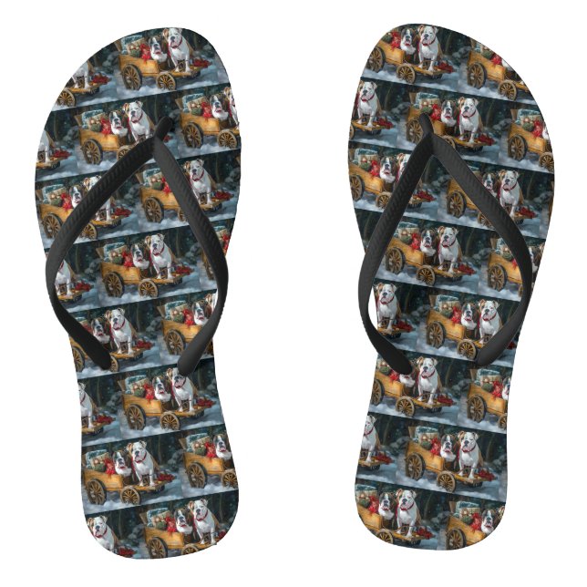 American Staffordshire Snowy Sleigh Weihnachten Flip Flops (Fußbett)