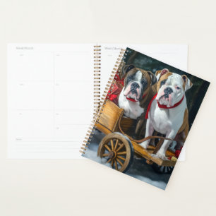 American Staffordshire Snowy Sleigh Weihnachten Planer