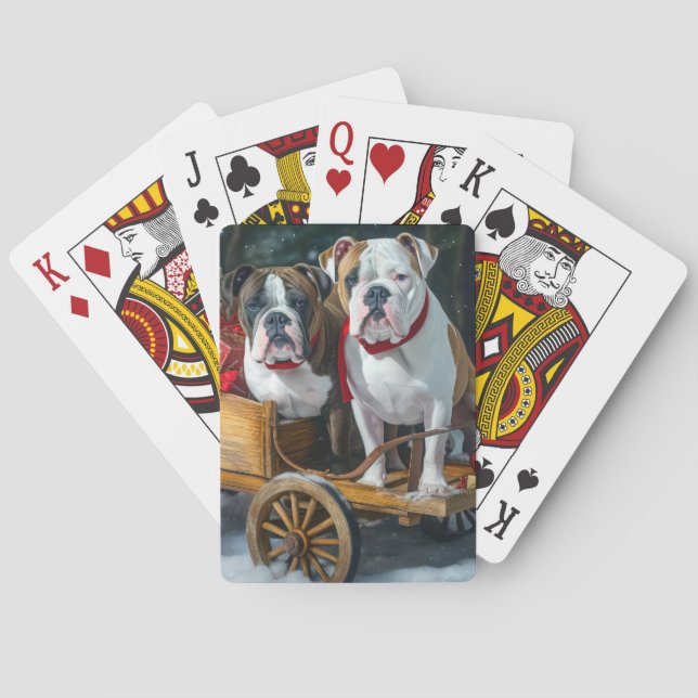 American Staffordshire Snowy Sleigh Weihnachten Spielkarten (Rückseite)