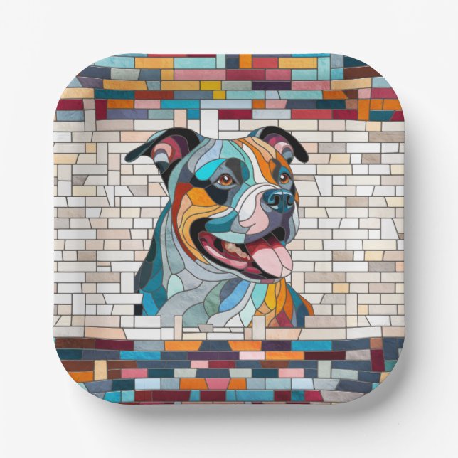 American Staffordshire Terrier - Amstaff Pappteller (Vorderseite)
