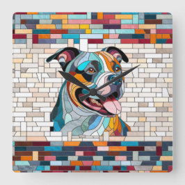 American Staffordshire Terrier - Amstaff Quadratische Wanduhr