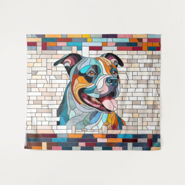 American Staffordshire Terrier - Amstaff Wandteppich (Vorderseite (Horizontal))