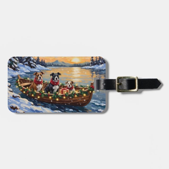 American Staffordshire Terrier Christmas Boat Gepäckanhänger (Vorderseite horizontal)