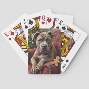 American Staffordshire Terrier Cozy Weihnachten Spielkarten