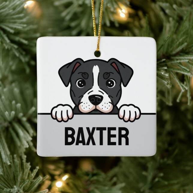 American Staffordshire Terrier Custom Amstaff Dog Keramikornament (Baum)