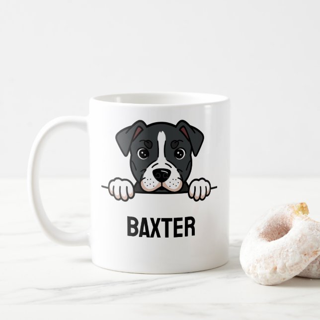 American Staffordshire Terrier Custom Amstaff Name Kaffeetasse (Mit Donut)