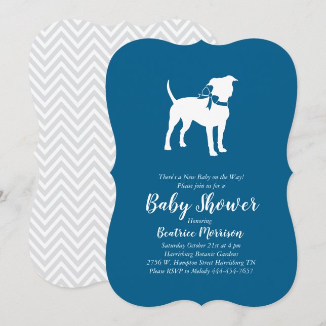 American Staffordshire Terrier Dog Baby Dusche Einladung (Vorne/Hinten)