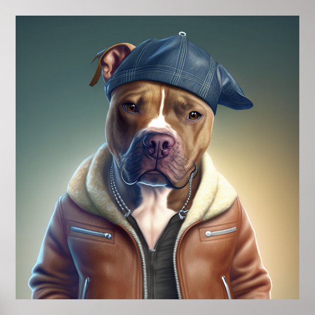 American Staffordshire Terrier Hipster Poster (Vorne)