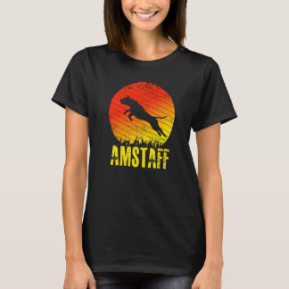 American Staffordshire Terrier Jumping Sunset Dog T-Shirt