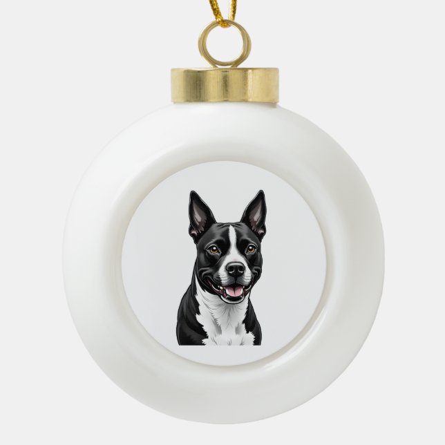 American Staffordshire Terrier Keramik Kugel-Ornament (Vorderseite)