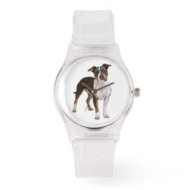 American Staffordshire Terrier Puppy Dog - Amstaff Armbanduhr (Vorderseite)
